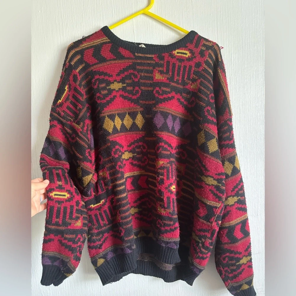 Vintage Men's Multicolor Patterned Sweater - Picture 1 of 8